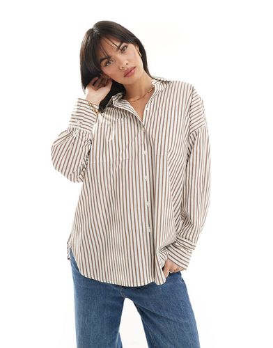 Chemise longue et oversize à rayures - Marron/blanc - Pimkie - Modalova