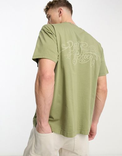 Cymbal - T-shirt décontracté avec imprimé au dos - Kaki - Pretty Green - Modalova