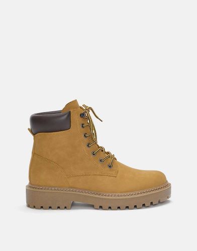 Bottines plates  lacets - Moutarde - Pull & bear - Modalova
