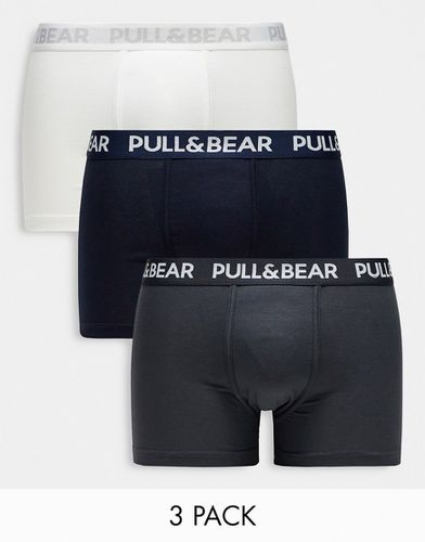 Lot de 3 boxers - Blanc, gris et bleu marine - Pull & bear - Modalova