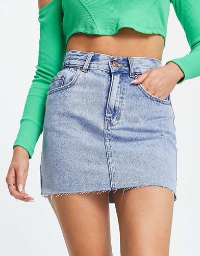 Mini-jupe en jean à taille élastique et ourlet effiloché - Pull & bear - Modalova