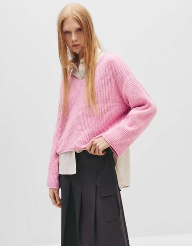 Pull en maille chenille  col V - Pull & bear - Modalova