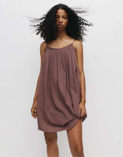 Robe courte style rustique - Aubergine - Pull & bear - Modalova