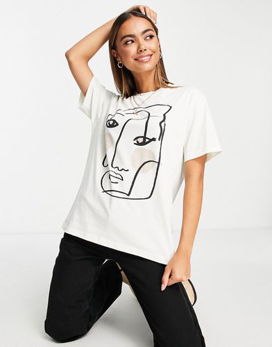 T-shirt oversize à imprimé graphique - Écru - Pull & bear - Modalova