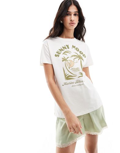 T-shirt oversize avec imprimé palmiers - cassé - Pull & bear - Modalova