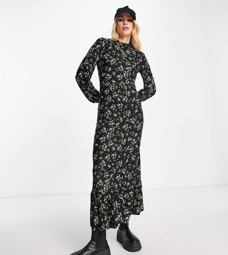 Robe mi-longue à col montant avec ceinture nouée à la taille - fleuri - Qed London Tall - Modalova