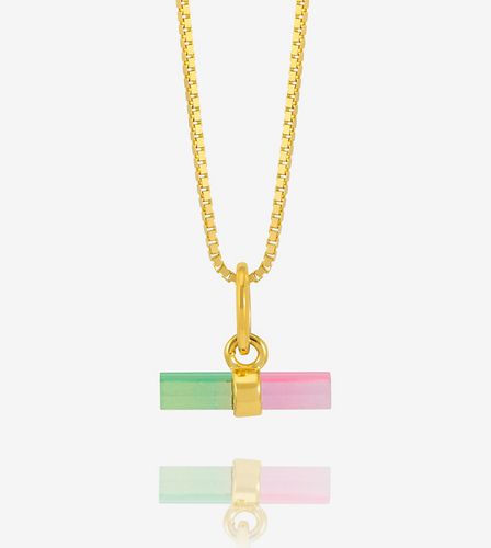 Collier en plaqué or 22 carats avec barre en T et pierres couleur pastèque et boîte cadeau - Rachel Jackson - Modalova