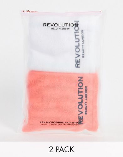Revolution - Hair - Lot de 2 bandeaux en microfibre pour cheveux - Blanc et corail - Revolution Hair - Modalova