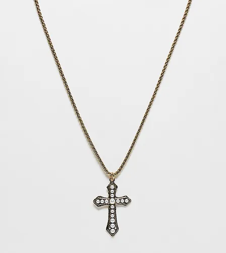 Collier unisexe avec pendentif croix et perles - Reclaimed Vintage - Modalova