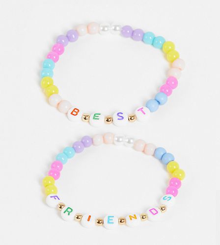 Inspired - Lot de 2 bracelets de l'amitié unisexes à perles fantaisie style années 90 - Reclaimed Vintage - Modalova