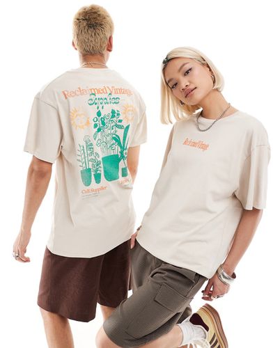 T-shirt unisexe avec motif plante au dos - Taupe - Reclaimed Vintage - Modalova