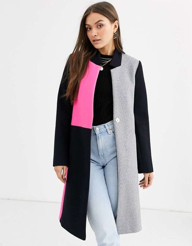 Manteau sans col à motif color block - River Island - Modalova