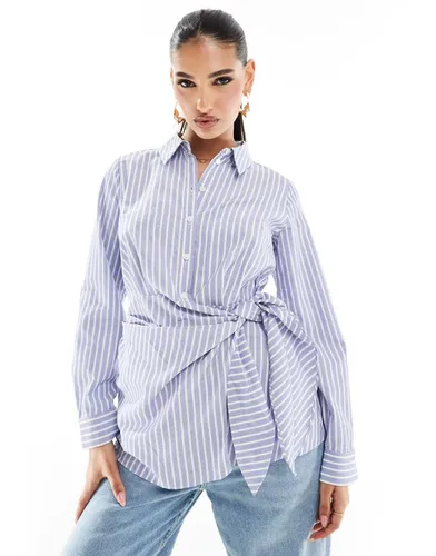 Chemise croisée en popeline à rayures - River Island - Modalova