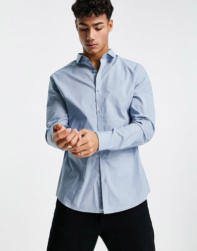 Chemise de travail élégante à manches longues en popeline - Bleu - River Island - Modalova