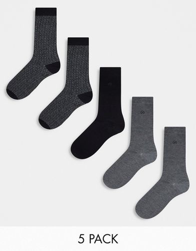 Lot de 5 paires de chaussettes à imprimé géométrique - Gris - River Island - Modalova