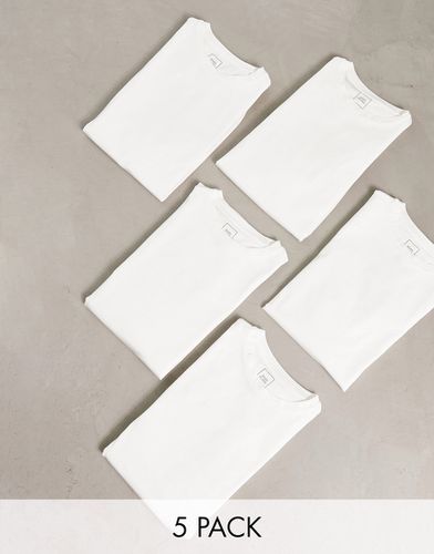 Lot de 5 t-shirts moulants - Blanc - River Island - Modalova