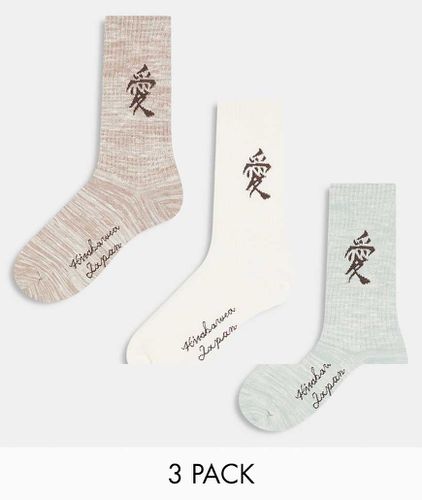 Lot de 3 paires de chaussettes à broderie japonaise - River Island - Modalova