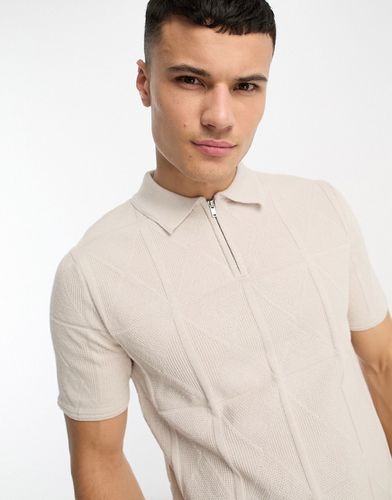 Polo avec coutures en losanges - Taupe - River Island - Modalova