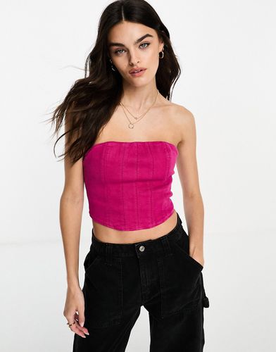 Amber - Top corset en jean avec surpiqûres - vif - Waven - Modalova