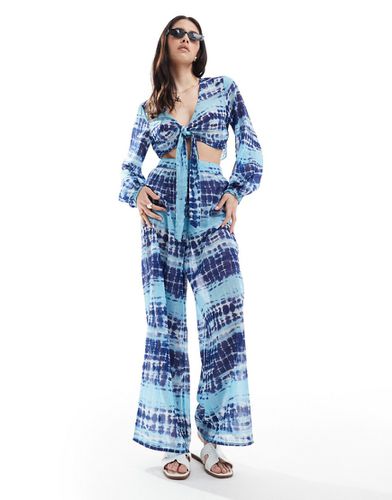 Pantalon de plage large d'ensemble à imprimé batik - Wednesday's Girl - Modalova