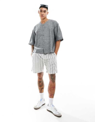 Chemise de baseball oversize en lin - cassé - Weekday - Modalova