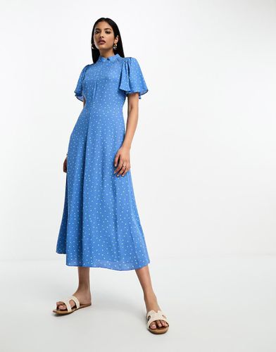 Robe à pois mi-longue avec manches évasées - Bleu - Whistles - Modalova