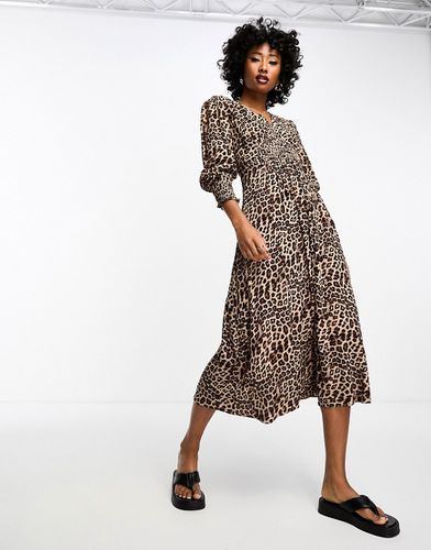 Robe chemise mi-longue à imprimé léopard - Marron - Whistles - Modalova