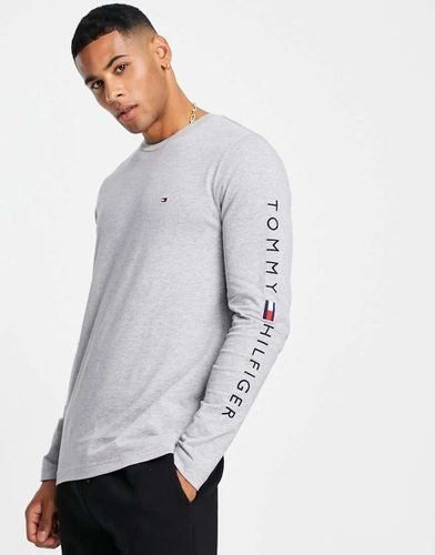 Top manches longues en coton avec logo sur le bras - chiné - Tommy Hilfiger - Modalova