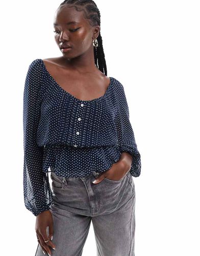 Blouse ajustée à volants et imprimé étoiles - foncé - Tommy Jeans - Modalova