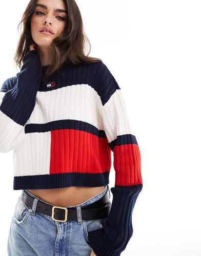 Pull color block à écusson - Tommy Jeans - Modalova