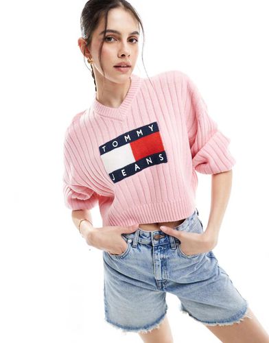 Pull en maille avec logo drapeau - Tommy Jeans - Modalova