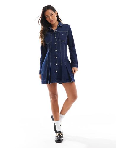 Robe chemise courte en jean - marine - Tommy Jeans - Modalova