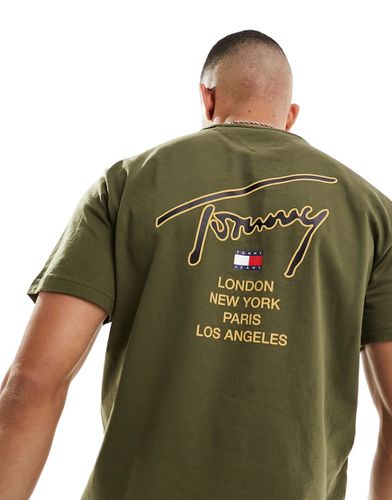 T-shirt classique avec logo emblématique au dos - olive/doré - Tommy Jeans - Modalova