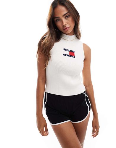 Top sans manches en maille avec logo drapeau - Tommy Jeans - Modalova