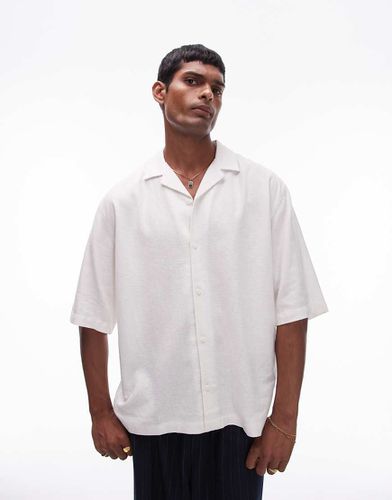 Chemise coupe carrée à manches courtes en lin mélangé - Écru - Topman - Modalova