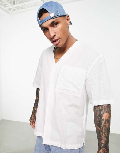 Chemise sans col en lin - Topman - Modalova