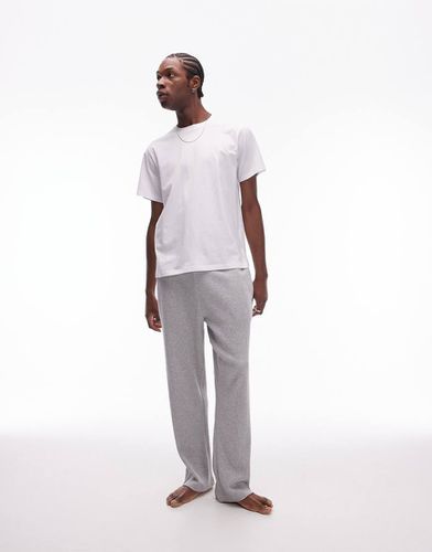 Ensemble confort avec jogger droit en tissu gaufré et t-shirt - clair/blanc - Topman - Modalova