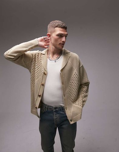 Gilet en crochet - Taupe - Topman - Modalova