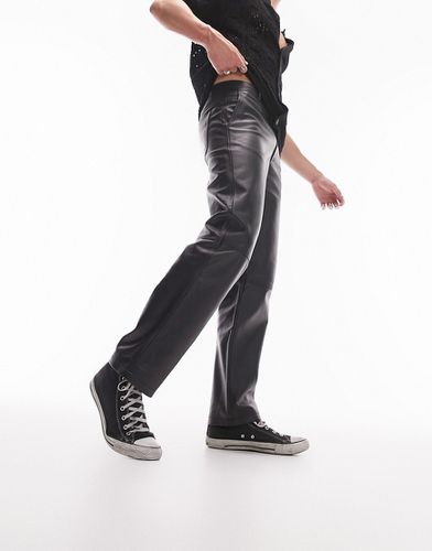Limited - Pantalon droit en cuir de qualité supérieure - Topman - Modalova