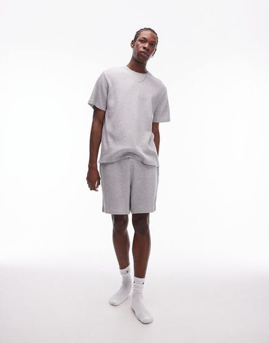 Lot avec short confort gaufré et t-shirt gaufré - clair - Topman - Modalova