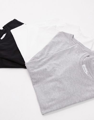 Lot de 7 t-shirts classiques - Noir, gris chiné et blanc - Topman - Modalova
