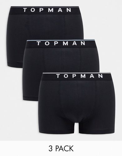 Lot de 3 boxers avec taille à liseré coloré - Noir - Topman - Modalova