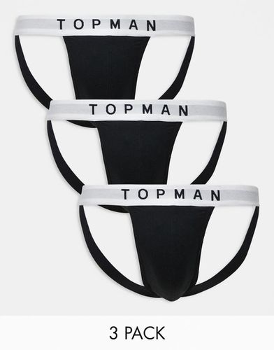 Lot de 3 jock-straps à taille contrastante - Noir/blanc - Topman - Modalova