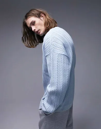 Pull en maille torsadée surteinte - Topman - Modalova