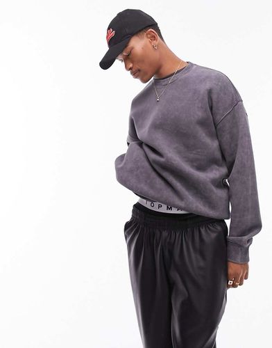 Sweat oversize - Noir délavé - Topman - Modalova