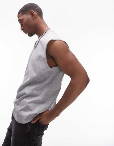 T-shirt décontracté sans manches - Gris chiné - Topman - Modalova