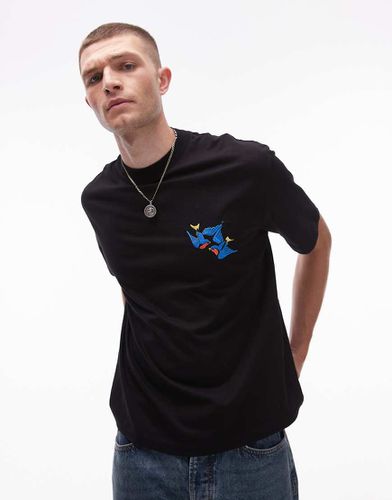 T-shirt oversize court avec broderie hirondelle - Topman - Modalova