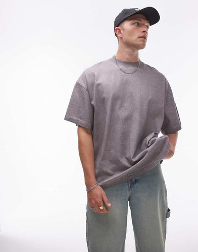 T-shirt oversize à épaules tombantes - délavé - Topman - Modalova