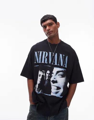 T-shirt oversize à imprimé Nirvana - délavé - Topman - Modalova