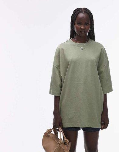 T-shirt oversize à épaules tombantes - Kaki - Topshop - Modalova